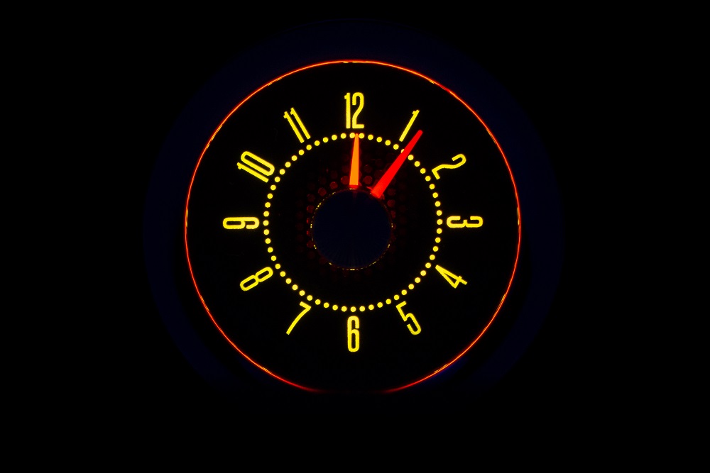 RLC-58C-VET Clock Gauge Yellow Flare Night View